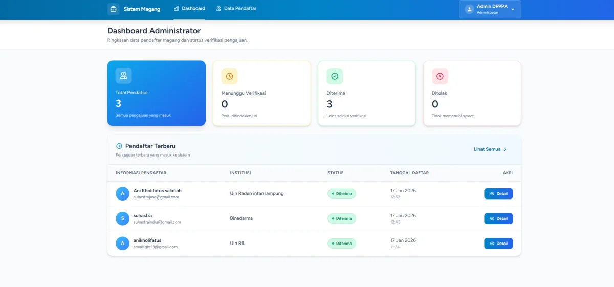 Sistem Pendaftaran Magang screenshot